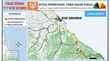 Lugares habilitados para hacer fuego en TDF