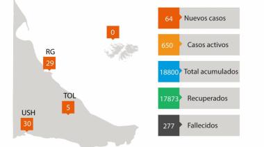 Coronavirus: 64 nuevos positivos en TDF