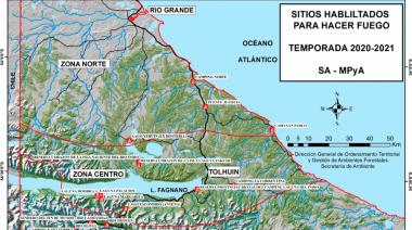 Lugares habilitados para hacer fuego en la isla